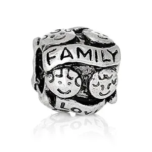 Carved Family Love European Bead Compatible for Most European Snake Chain Bracelet