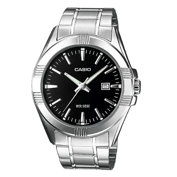 Casio Silver Stainless Steel Black Dial Quartz Watch for Gents - LTP-1308D-1AVDF