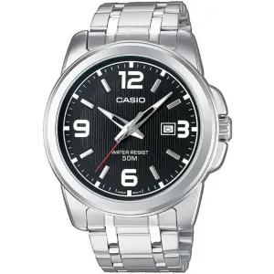 Casio Silver Stainless Steel Black Dial Quartz Watch for Gents - MTP-1314D-1AVDF (AG)