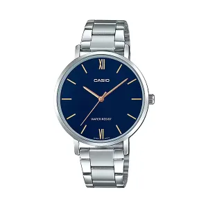 Casio Silver Stainless Steel Blue Dial Quartz Watch for Ladies - LTP-VT01D-2BUDF