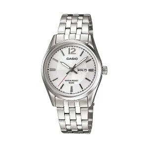 Casio Silver Stainless Steel White Dial Quartz Watch for Ladies - LTP-1335D-7AVDF