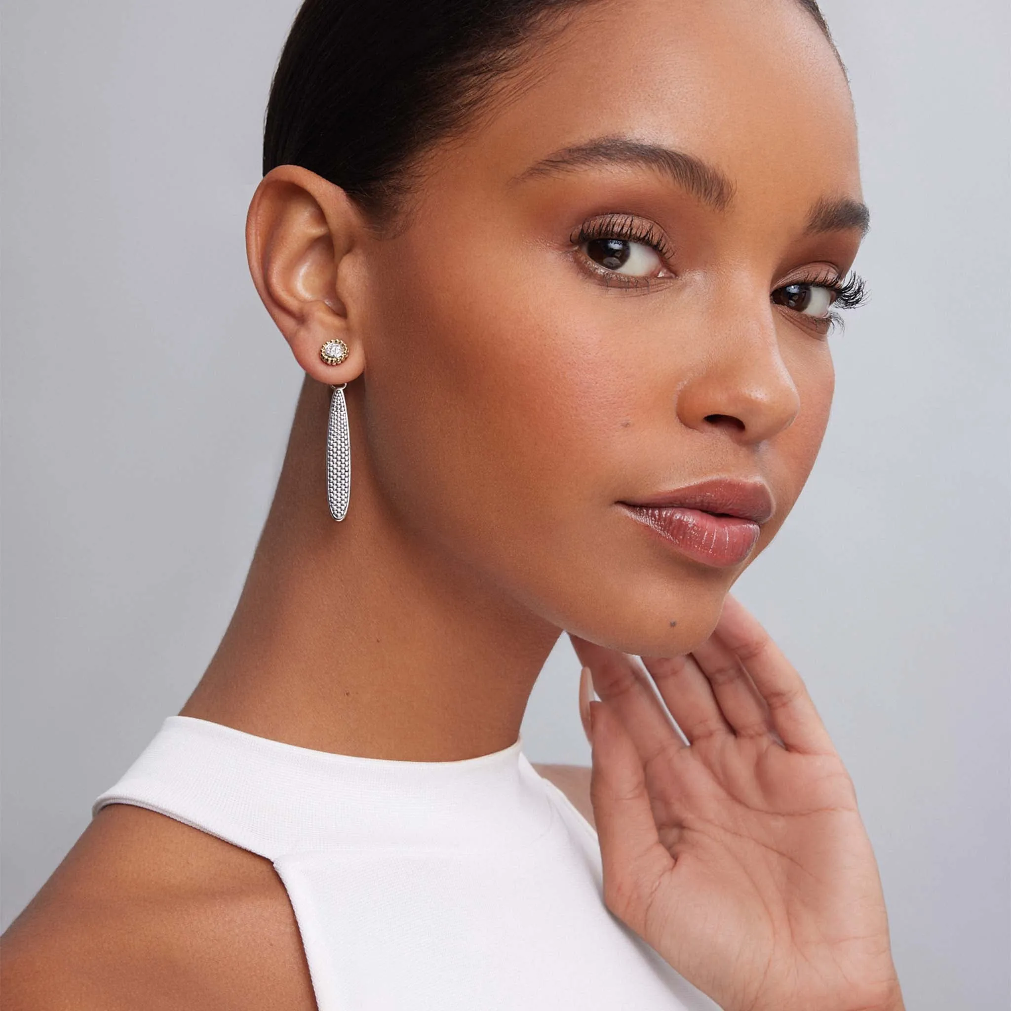 Caviar Lux Two-Tone Caviar Diamond Stud Earrings