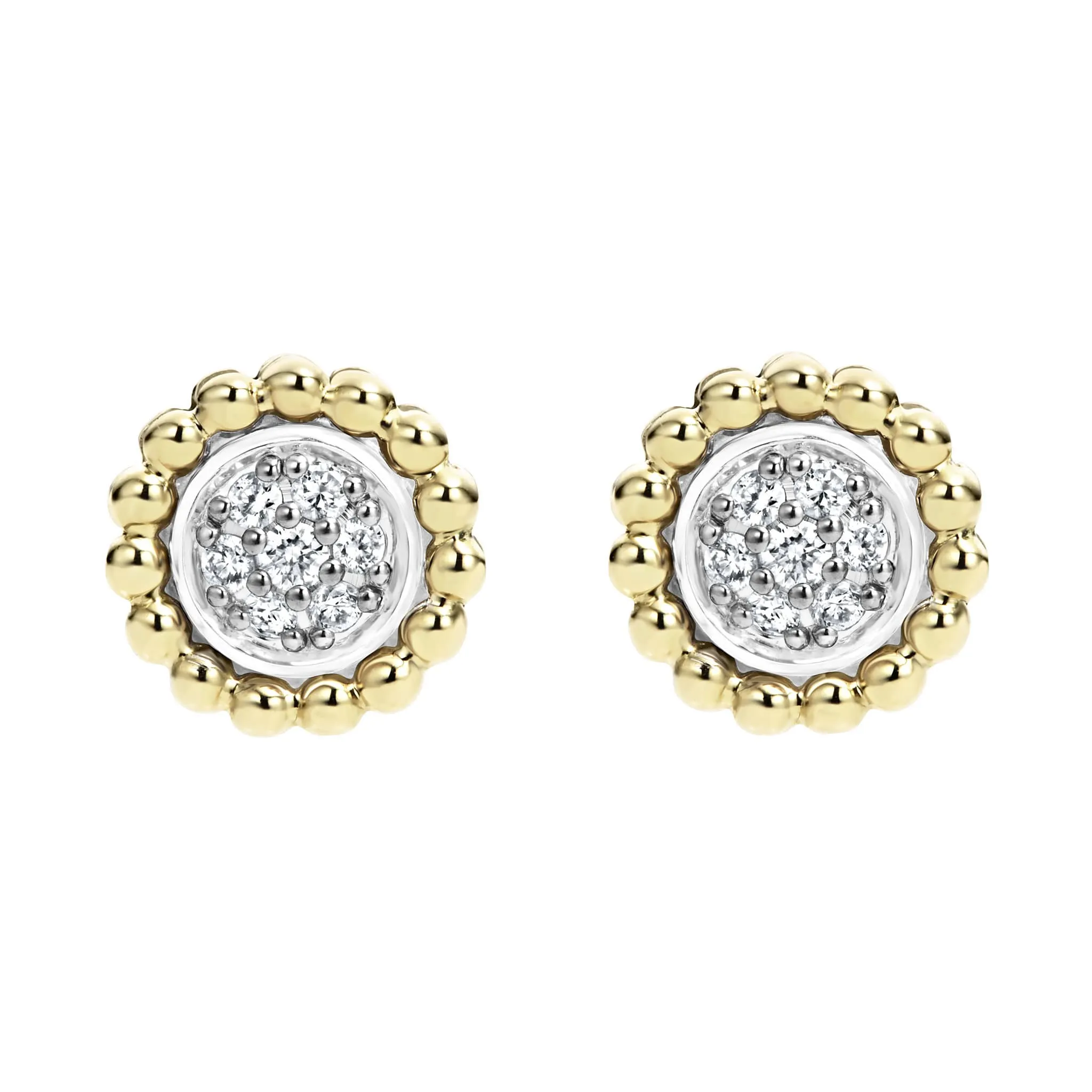 Caviar Lux Two-Tone Caviar Diamond Stud Earrings