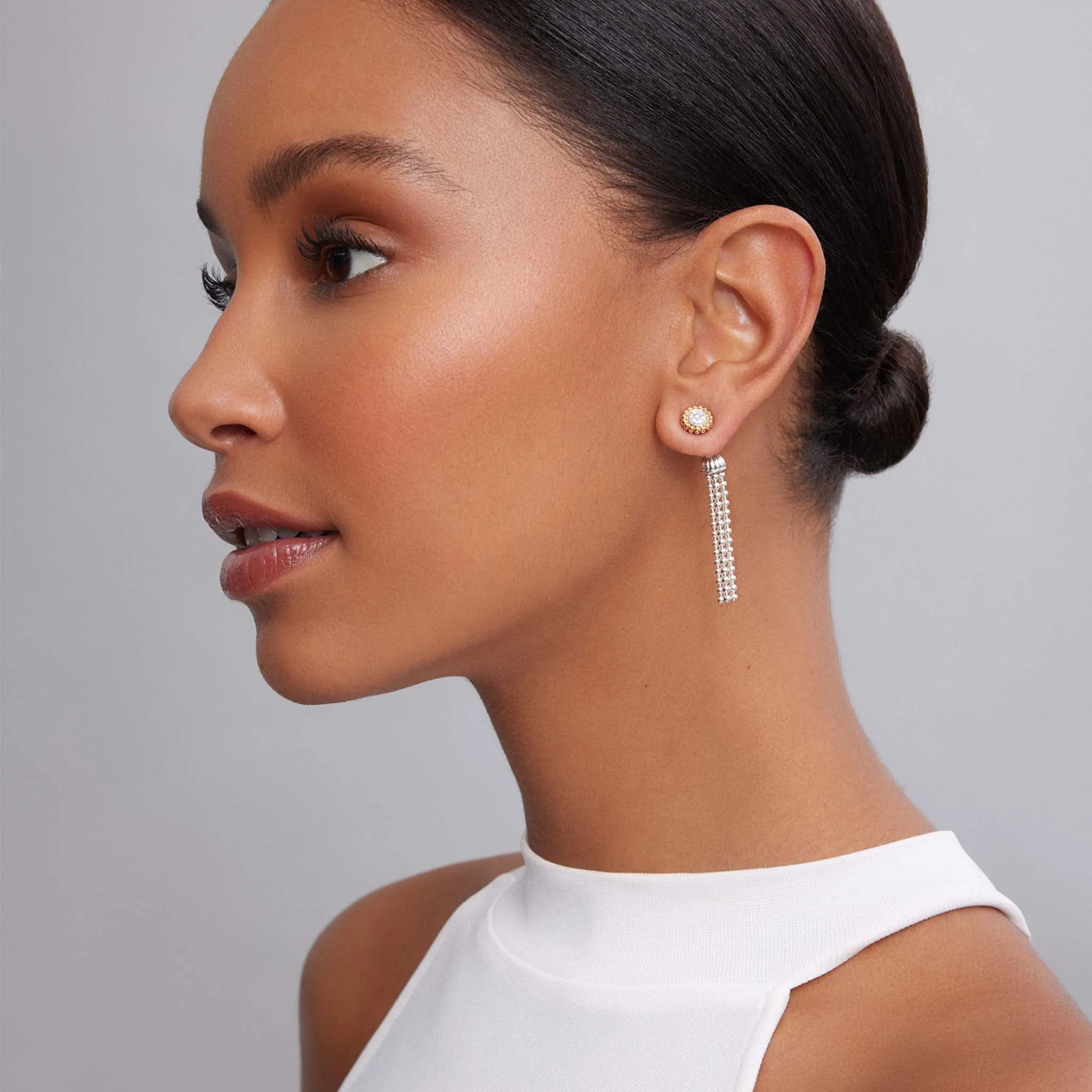Caviar Lux Two-Tone Caviar Diamond Stud Earrings