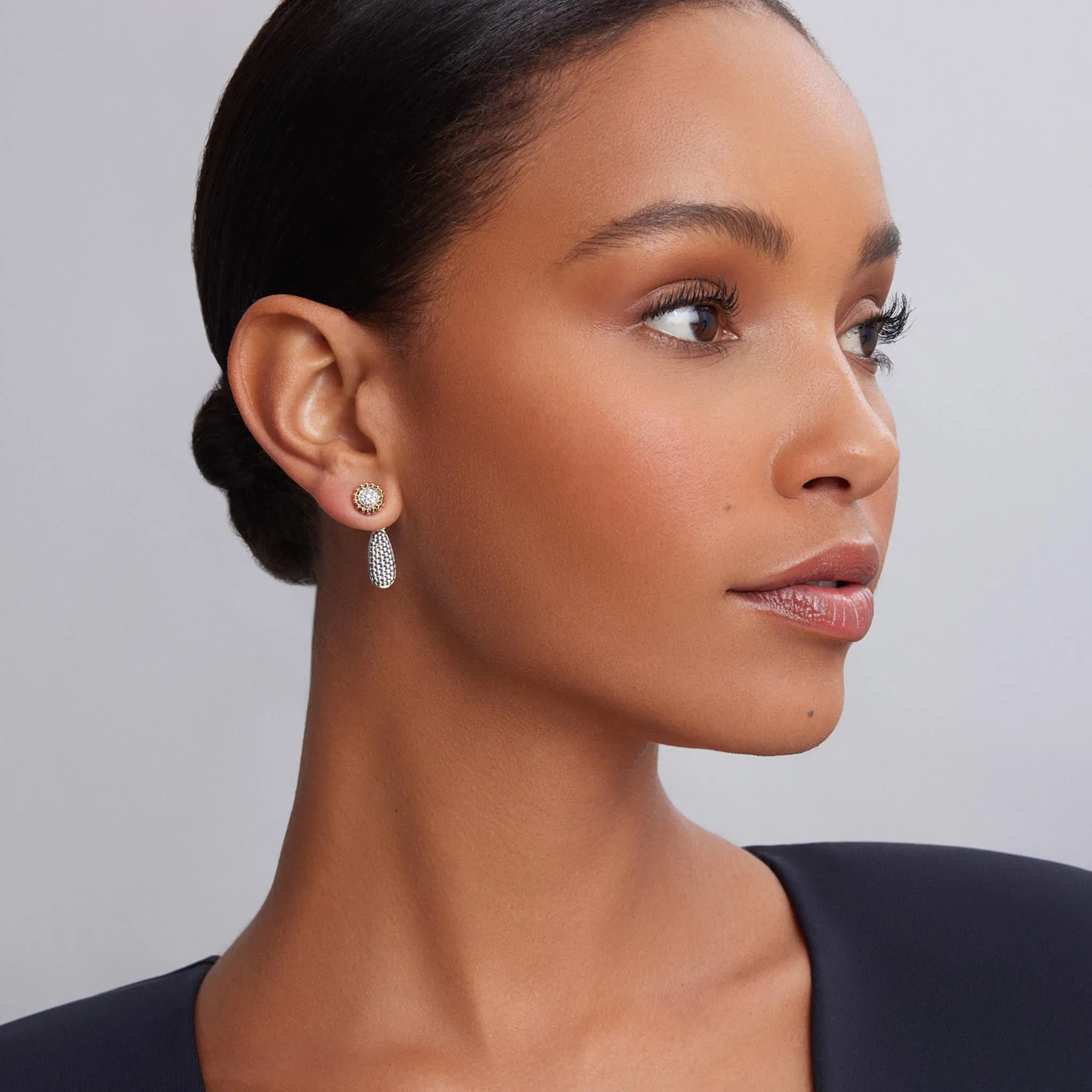 Caviar Lux Two-Tone Caviar Diamond Stud Earrings
