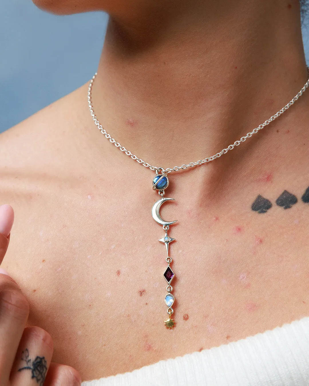 Chakra Celestial Necklace with Gemstones