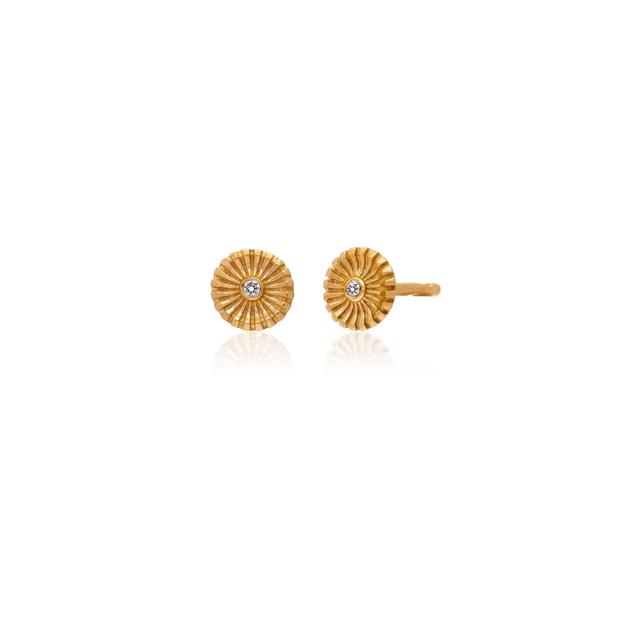 Chakra Small White Diamond Stud Earrings