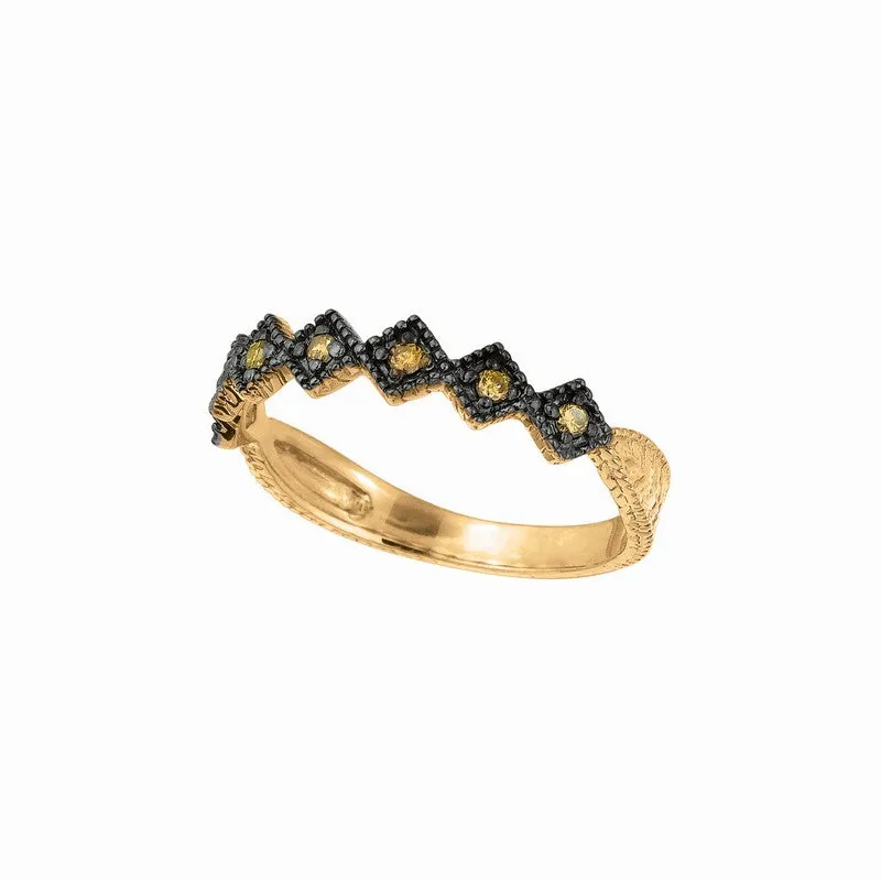 CHAMPAGNE DIAMOND STACK RING 14K GOLD (0.18 CTW)