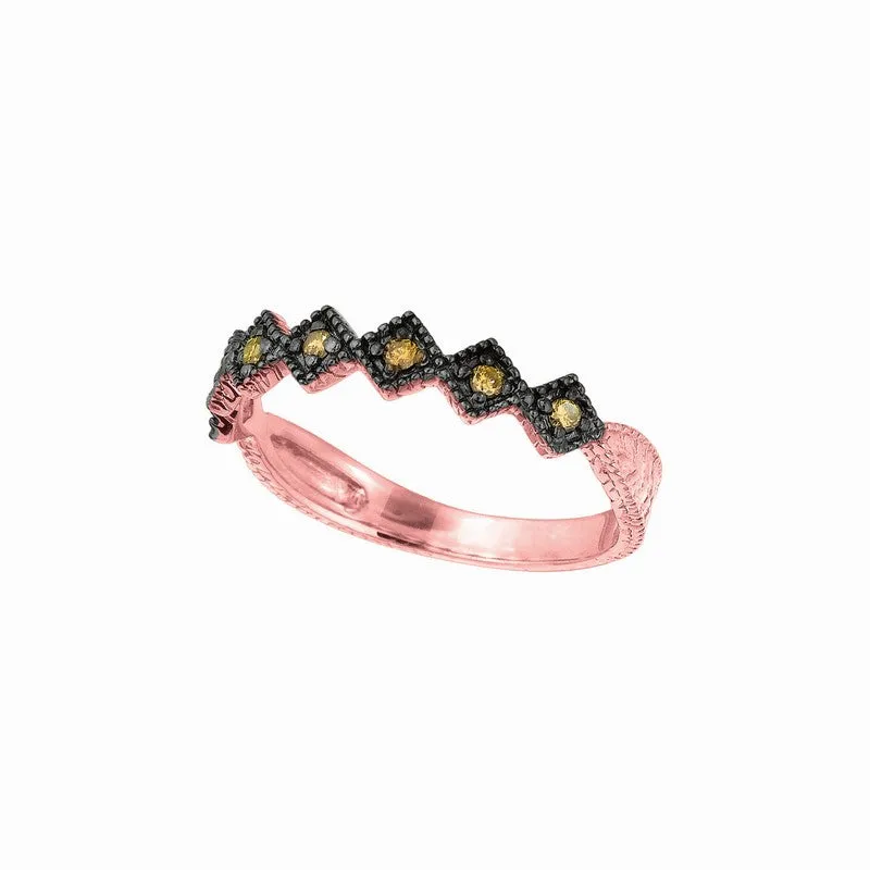 CHAMPAGNE DIAMOND STACK RING 14K GOLD (0.18 CTW)