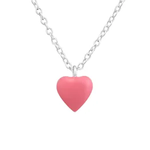 Children's Sterling Silver Pink Heart Pendant Necklace