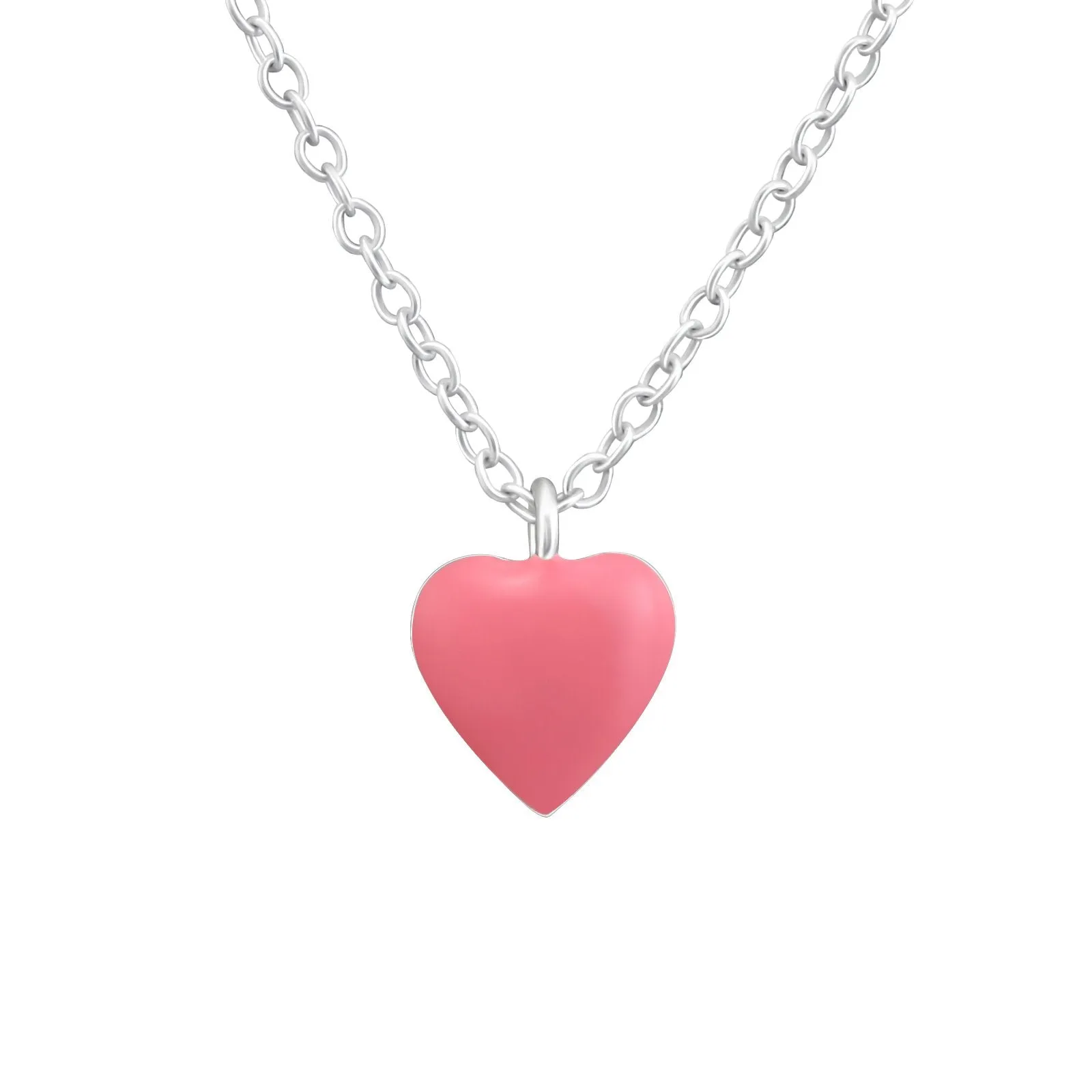 Children's Sterling Silver Pink Heart Pendant Necklace