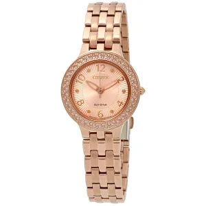 Citizen Silhouette Crystal Pink Gold Dial Ladies Watch FE2083-58Q