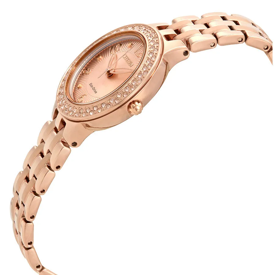 Citizen Silhouette Crystal Pink Gold Dial Ladies Watch FE2083-58Q