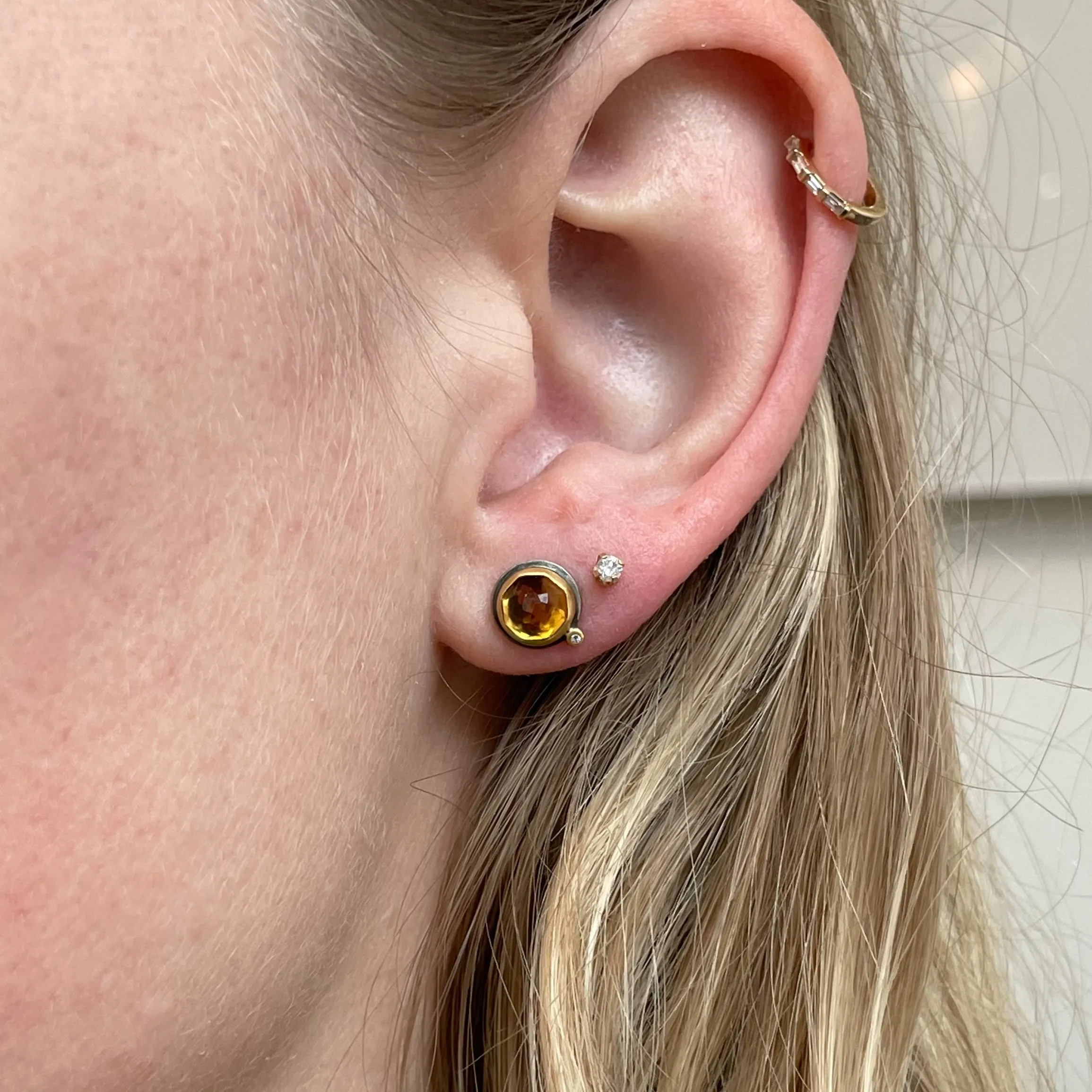 Citrine and Diamond Studs