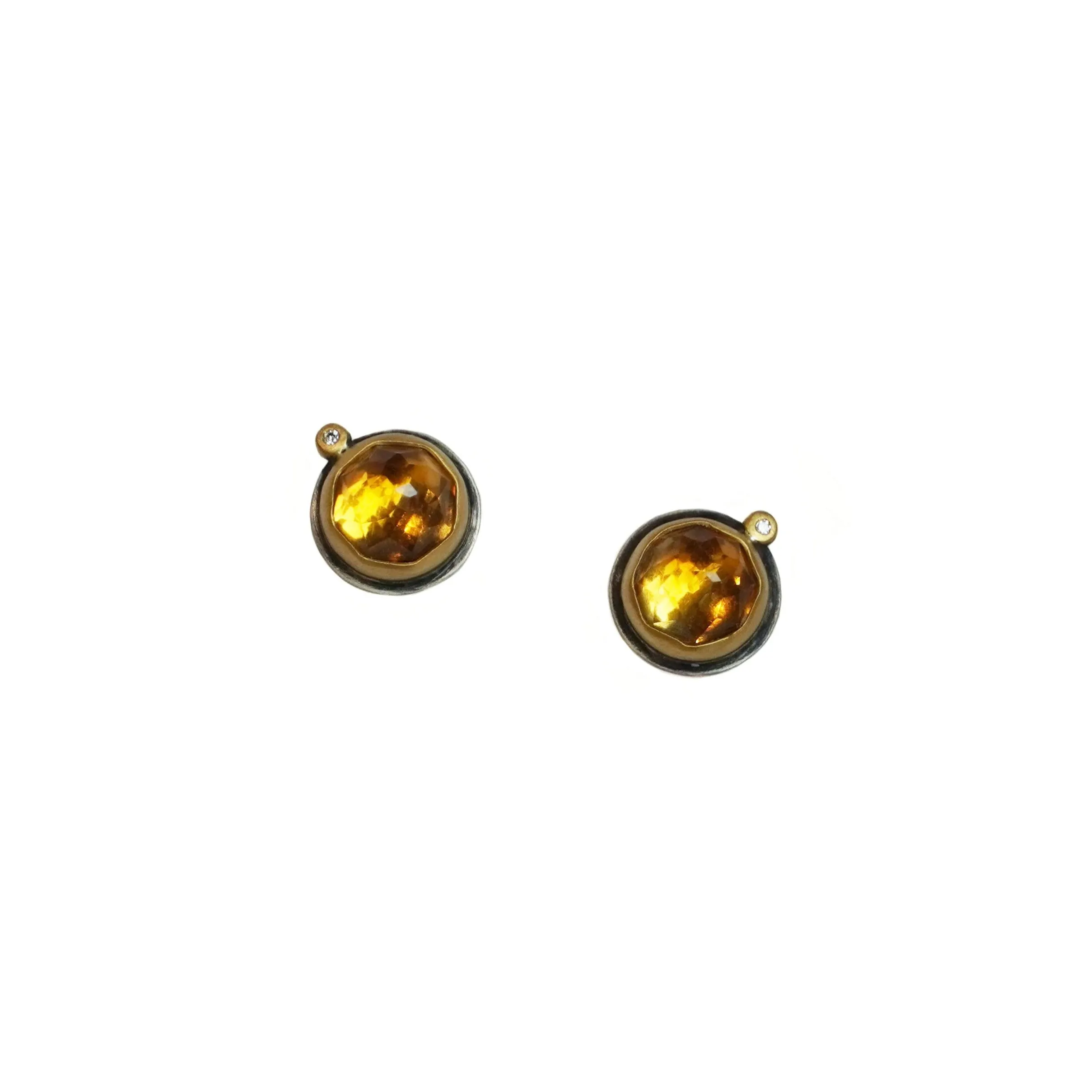 Citrine and Diamond Studs