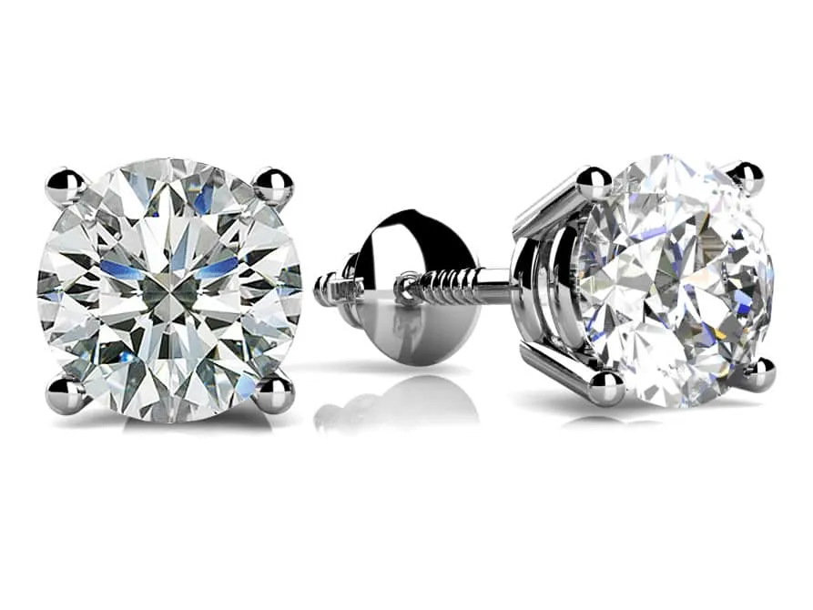 Classic Four Prong Diamond Diamond Studs with 0.76 ct.(finished) 4.6mm