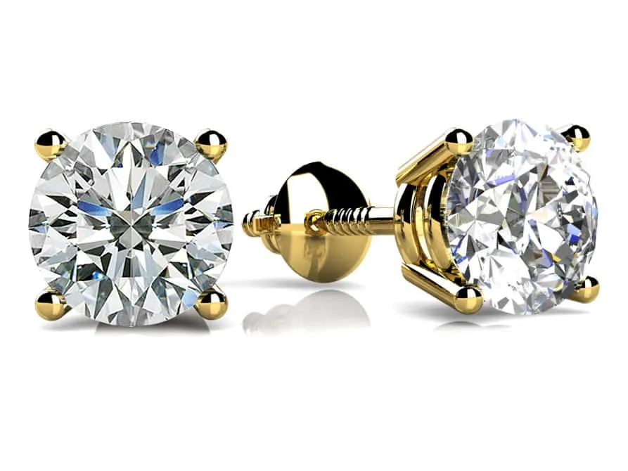 Classic Four Prong Diamond Diamond Studs with 0.76 ct.(finished) 4.6mm