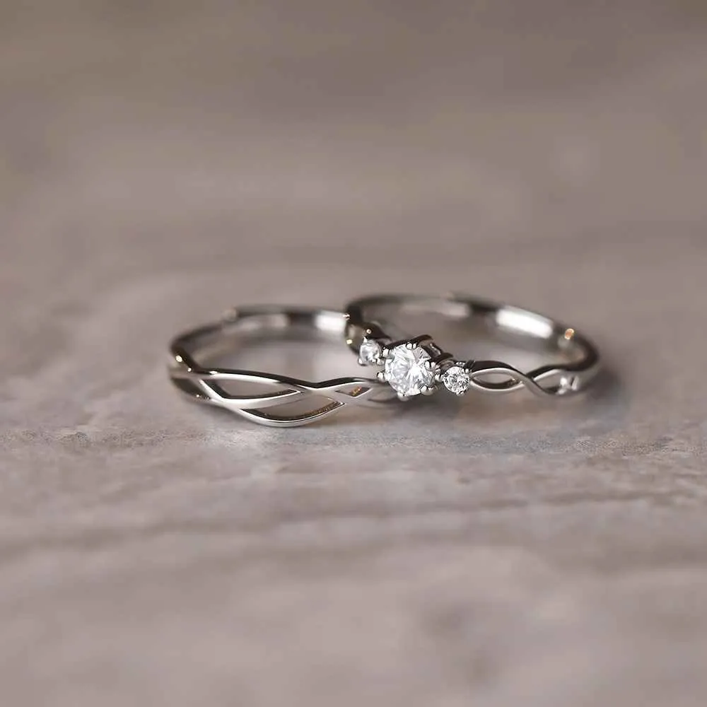 Classic Minimalist CZ Engagement Ring Set