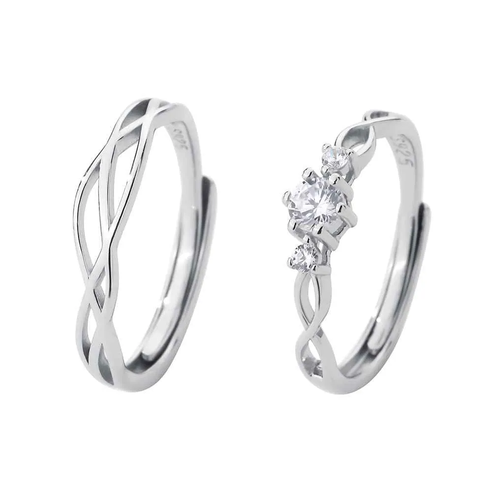 Classic Minimalist CZ Engagement Ring Set