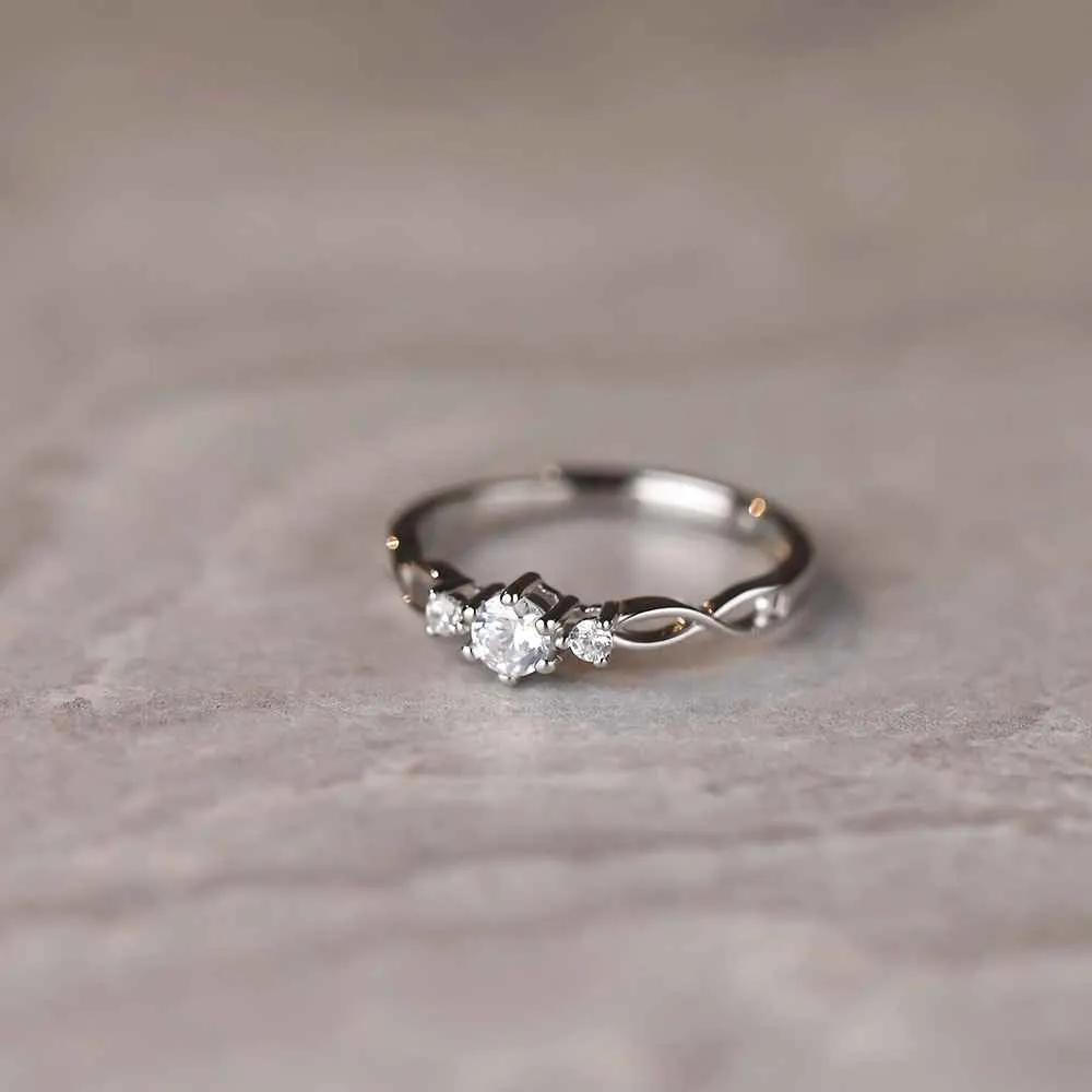 Classic Minimalist CZ Engagement Ring Set