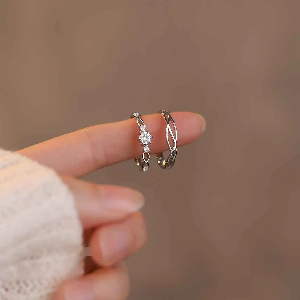 Classic Minimalist CZ Engagement Ring Set