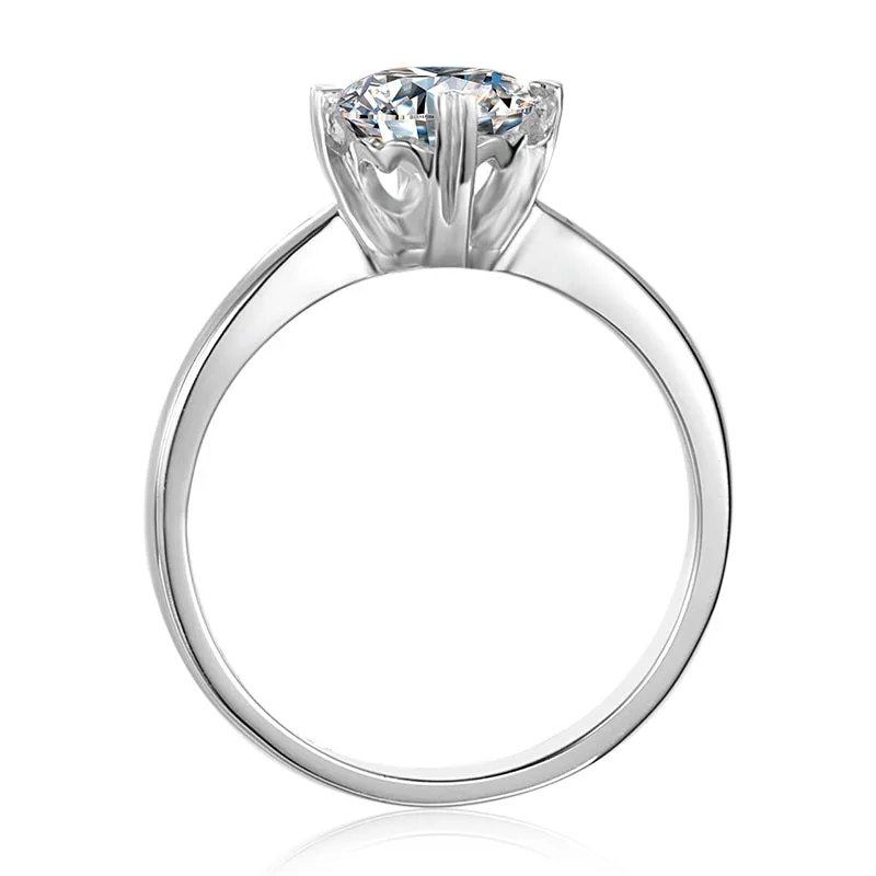 Classic Round Cut Moissanite Diamond Four Prong Solitaire Ring