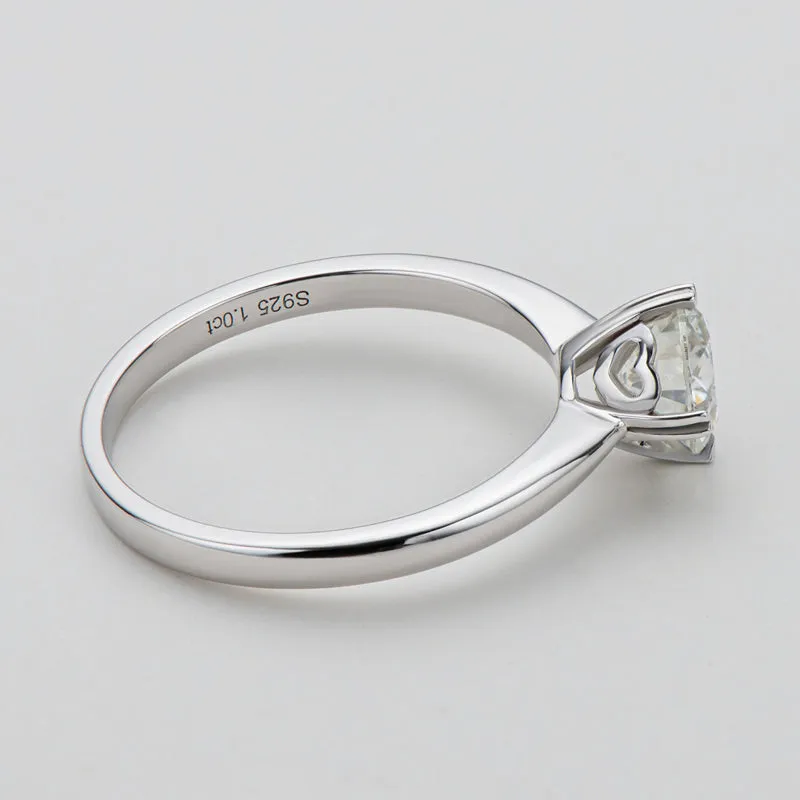 Classic Round Cut Moissanite Diamond Four Prong Solitaire Ring
