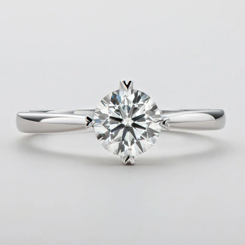 Classic Round Cut Moissanite Diamond Four Prong Solitaire Ring