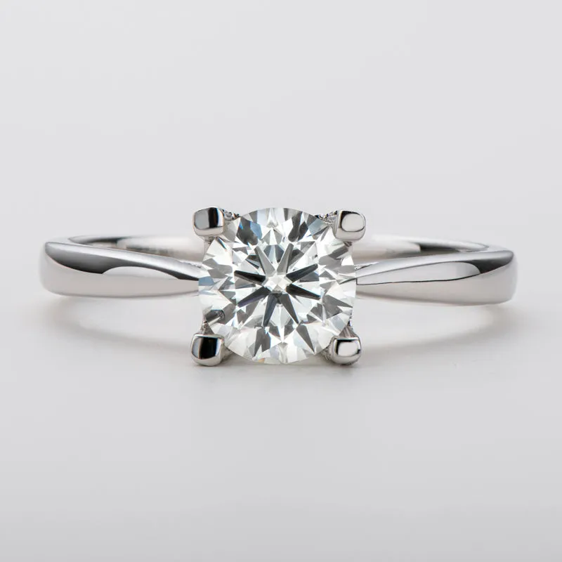 Classic Round Cut Moissanite Diamond HWLetter Solitaire Ring