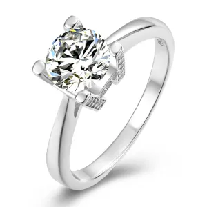 Classic Round Cut Moissanite Diamond HWLetter Solitaire Ring