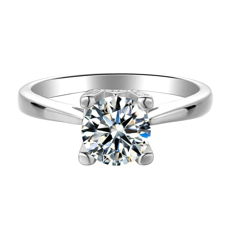 Classic Round Cut Moissanite Diamond HWLetter Solitaire Ring