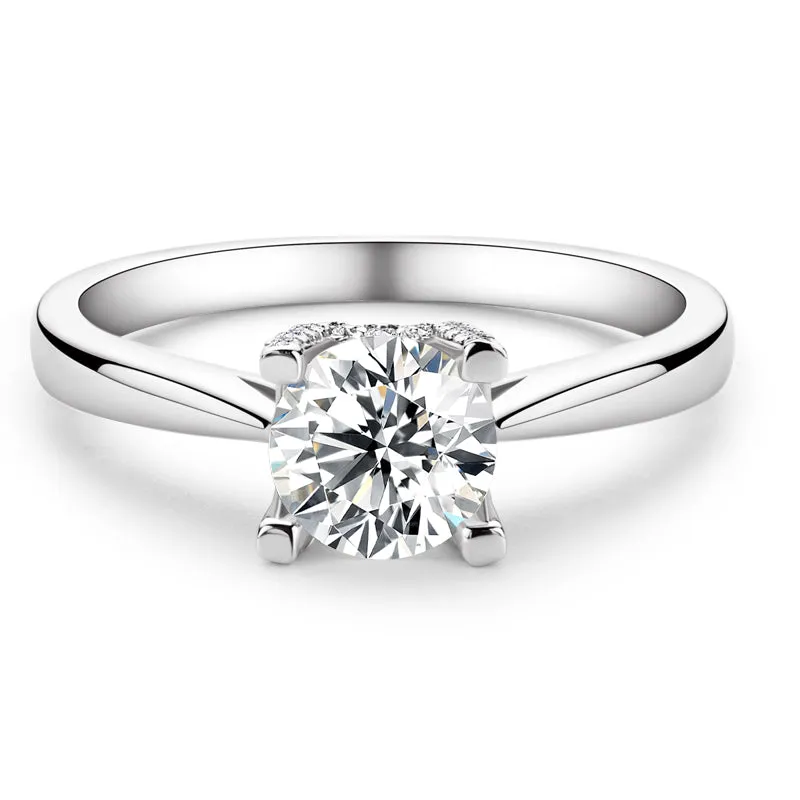 Classic Round Cut Moissanite Diamond HWLetter Solitaire Ring