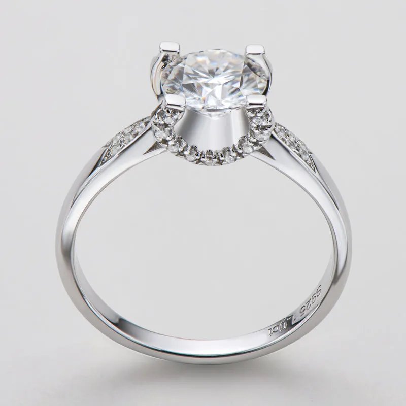 Classic Round Cut Moissanite Diamond Micro Setting Solitaire Ring