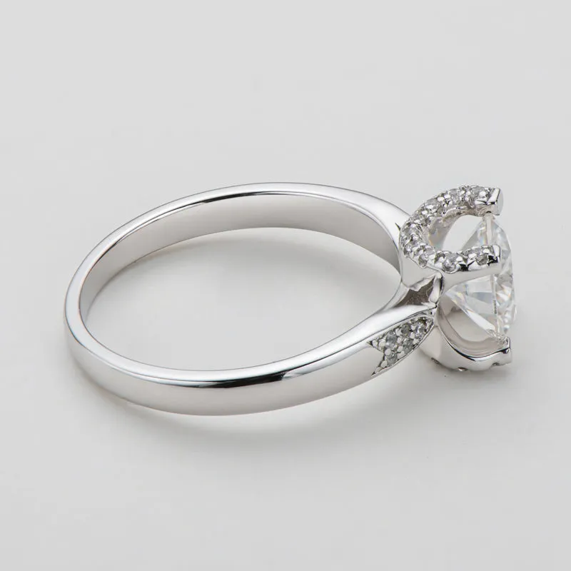Classic Round Cut Moissanite Diamond Micro Setting Solitaire Ring