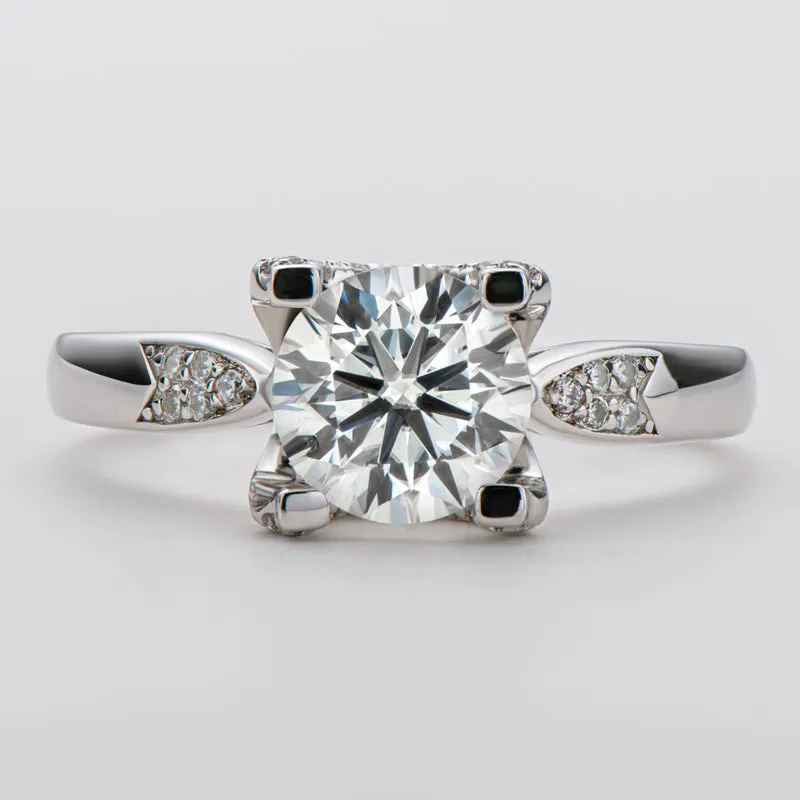 Classic Round Cut Moissanite Diamond Micro Setting Solitaire Ring