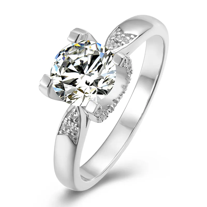 Classic Round Cut Moissanite Diamond Micro Setting Solitaire Ring