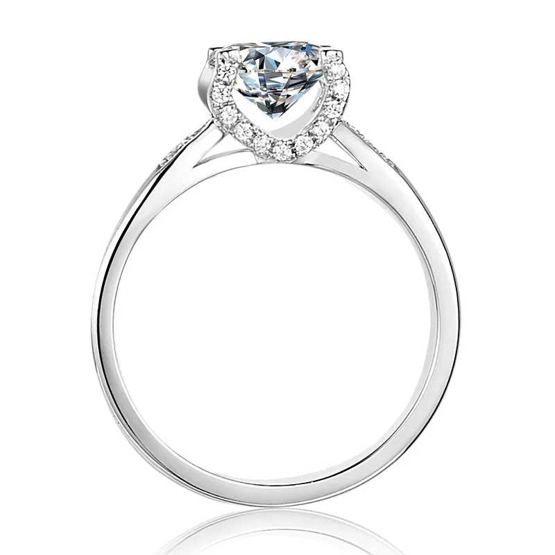 Classic Round Cut Moissanite Diamond Micro Setting Solitaire Ring