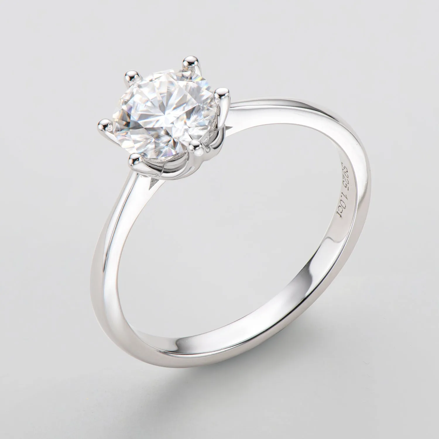 Classic Round Cut Moissanite Diamond New Six Prong Solitaire Rings