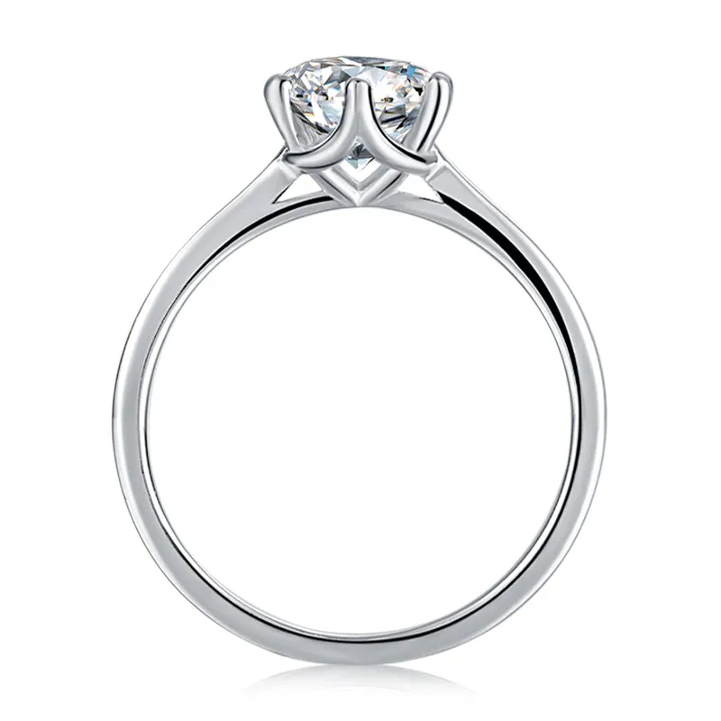 Classic Round Cut Moissanite Diamond New Six Prong Solitaire Rings