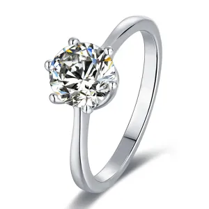 Classic Round Cut Moissanite Diamond New Six Prong Solitaire Rings