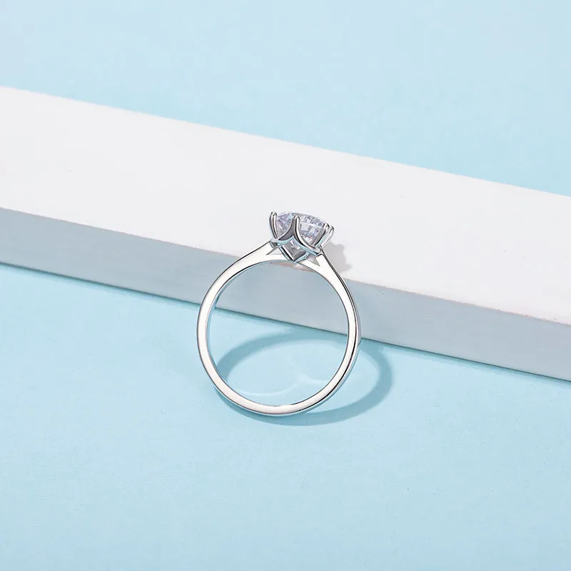 Classic Round Cut Moissanite Diamond New Six Prong Solitaire Rings