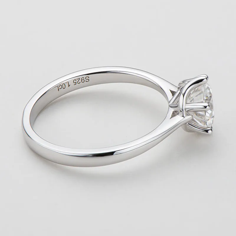Classic Round Cut Moissanite Diamond New Six Prong Solitaire Rings