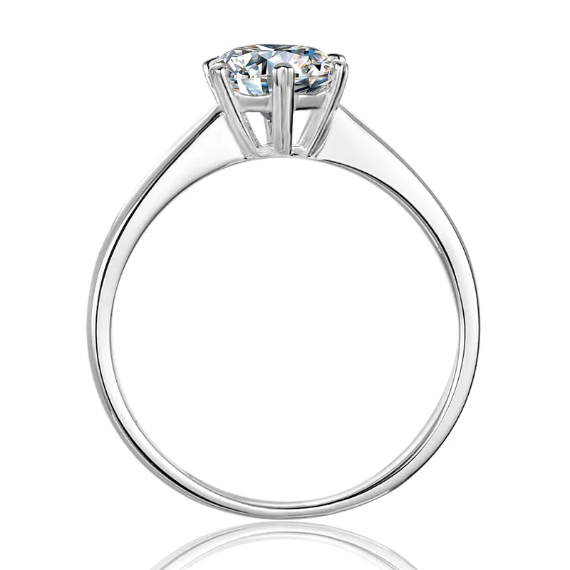 Classic Round Cut Moissanite Diamond Six Prong Solitaire Ring