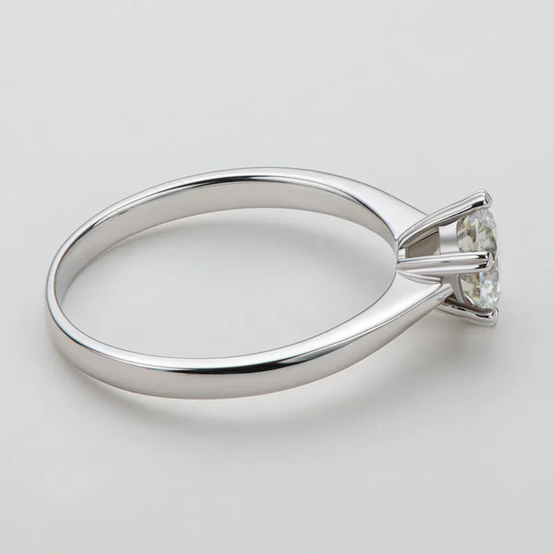 Classic Round Cut Moissanite Diamond Six Prong Solitaire Ring