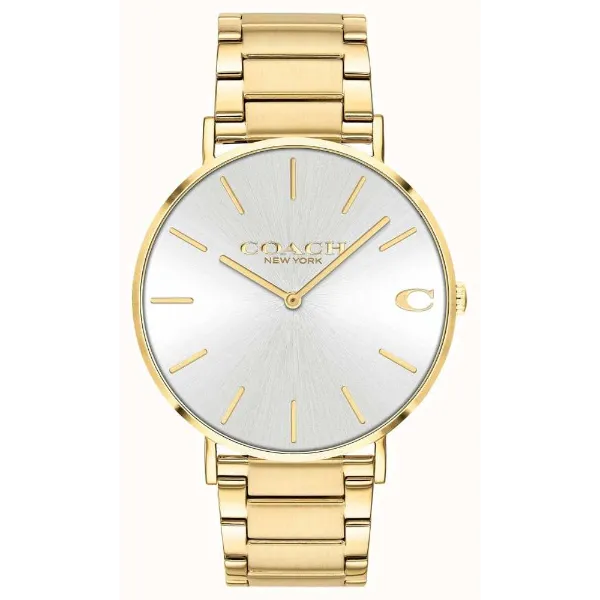 Coach Charles Gold Stainless Steel Silver Dial Quartz Watch for Gents - 14602430