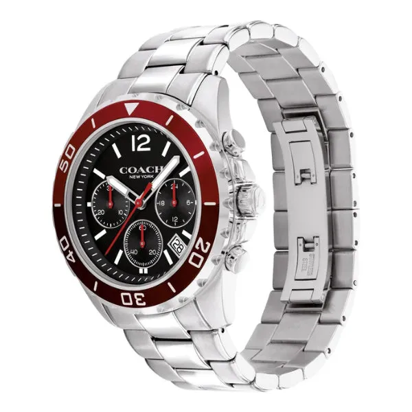 Coach Kent Silver Stainless Steel Black Dial Chronograph Quartz Watch for Gents - 14602556