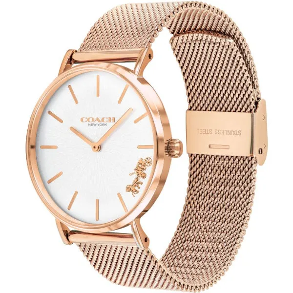 Coach Perry Rose Gold Mesh Bracelet Silver Dial Quartz Watch for Ladies - 14503126