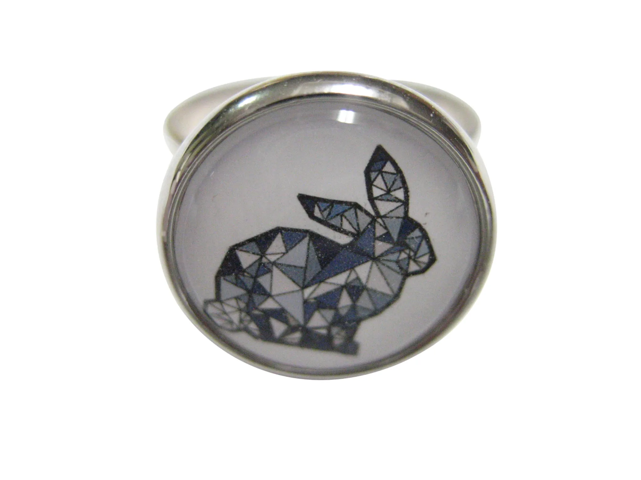 Colorful Geometric Rabbit Hare Circular Adjustable Size Fashion Ring