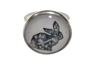 Colorful Geometric Rabbit Hare Circular Adjustable Size Fashion Ring