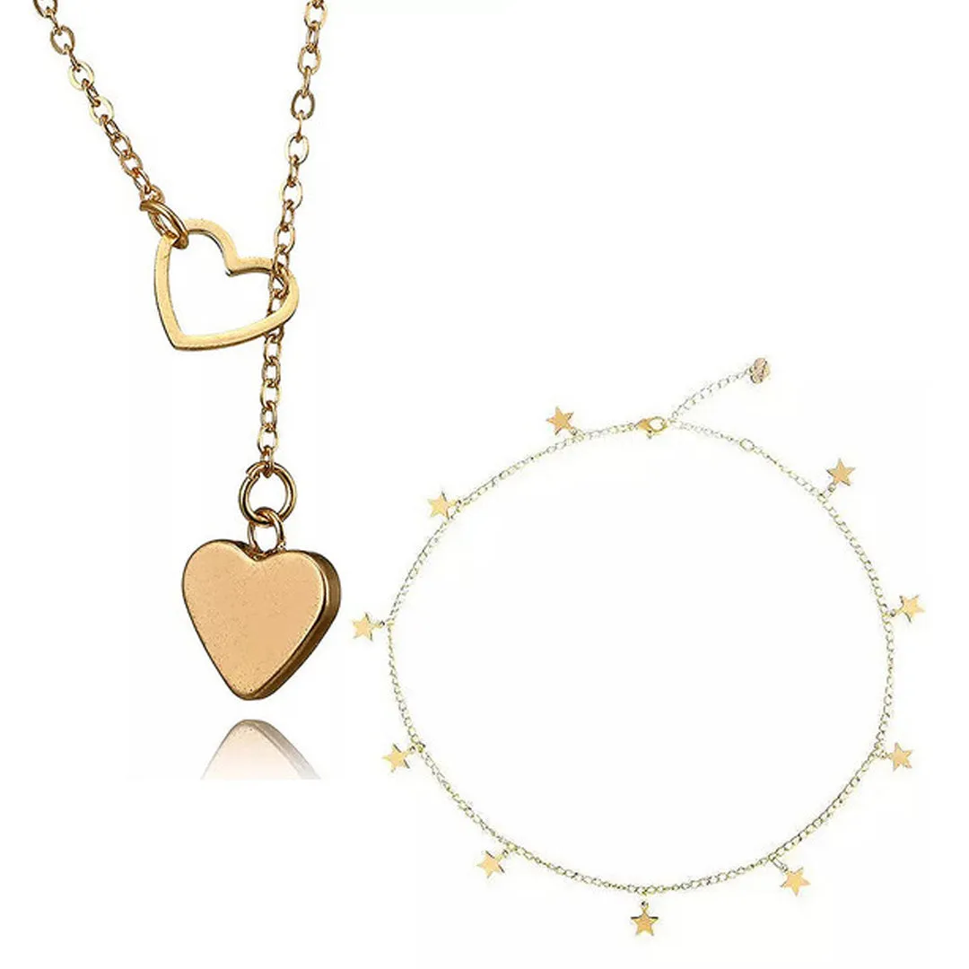 Combo Of 2 Y-Shaped Drop Heart and Star Pendant